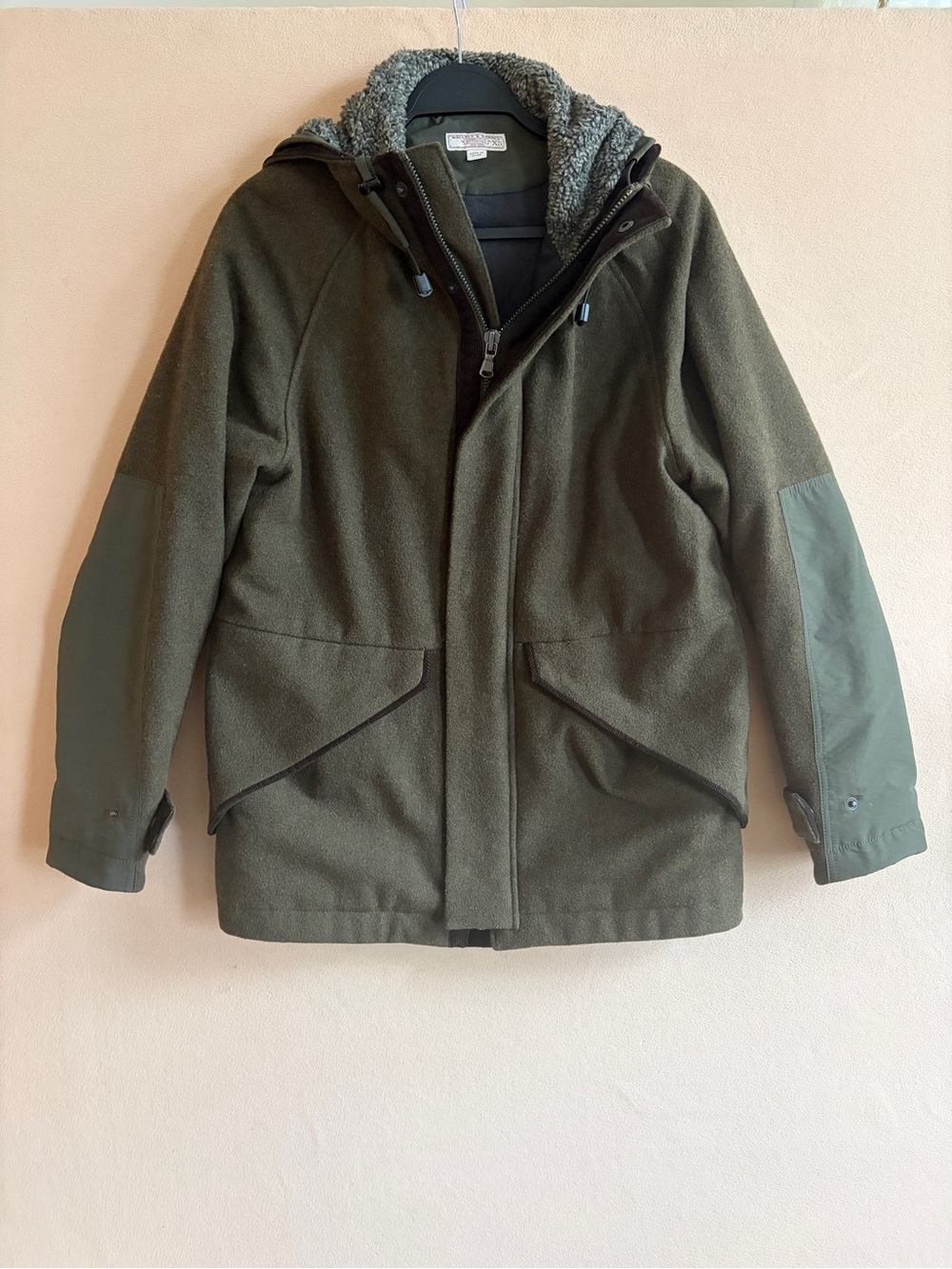 JCrew Wallace & Barnes hooded wool coat jacket Gen 1 in XS Green K2329 Gorpcore